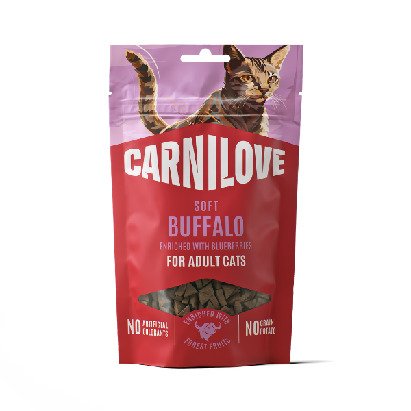 Bag Front - Soft Cat Treat - Buffalo with Blueberries